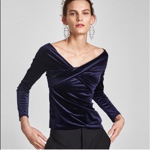 Zara Velvet Off the Shoulder Top